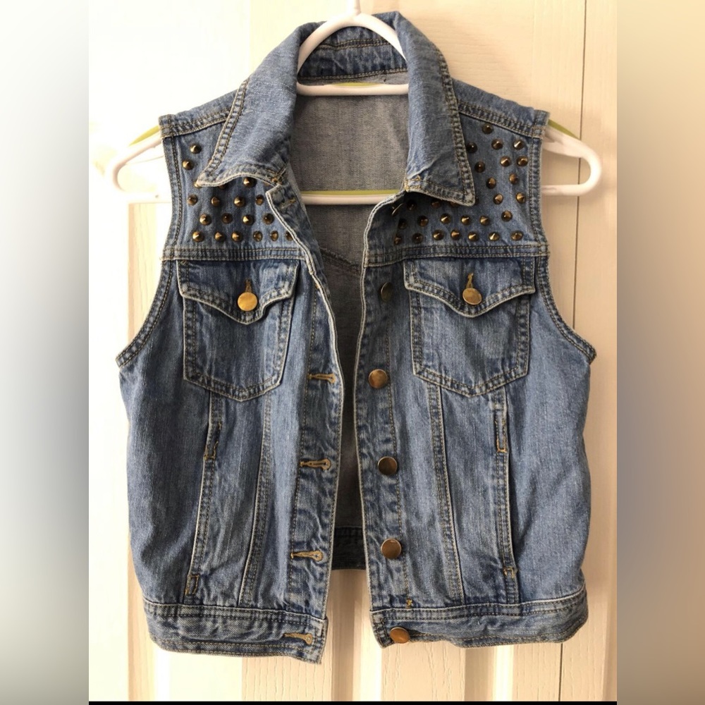 Vintage Studded Jean Vest